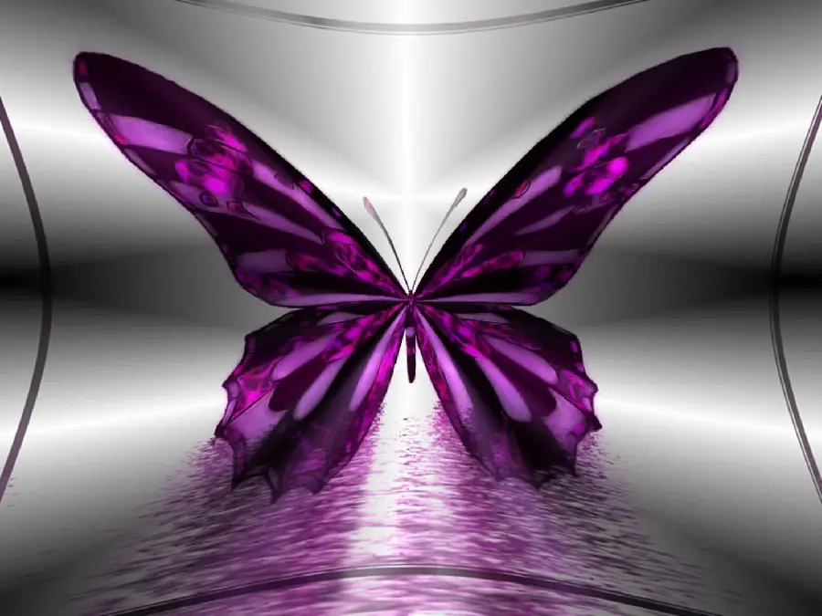 3D and 4K quality wallpaper of purple butterfly on a gray background