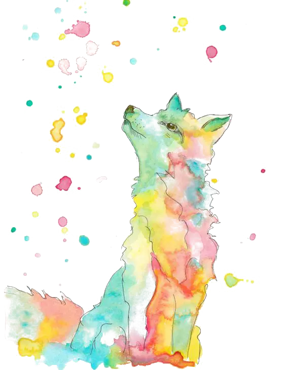 Watercolor fox painting background photo
