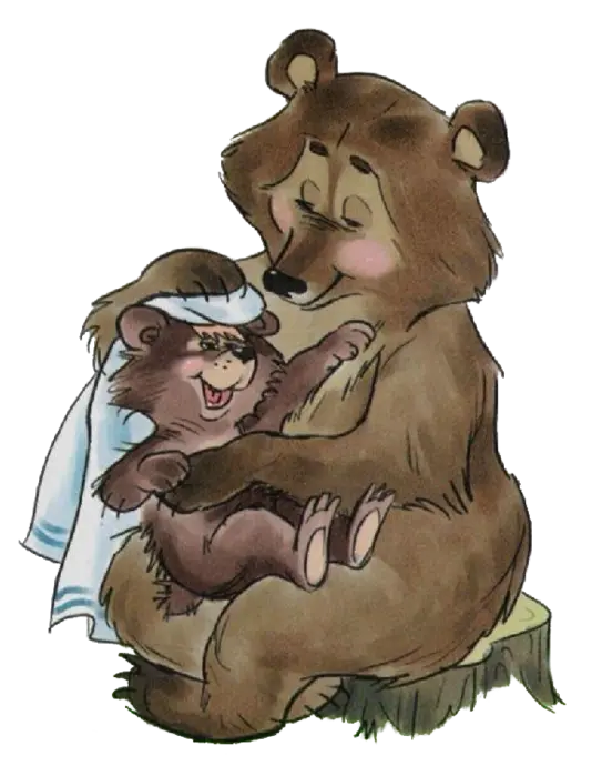 Wallpaper Cartoon Drawing of Mother Bear and Baby Bear for Stories