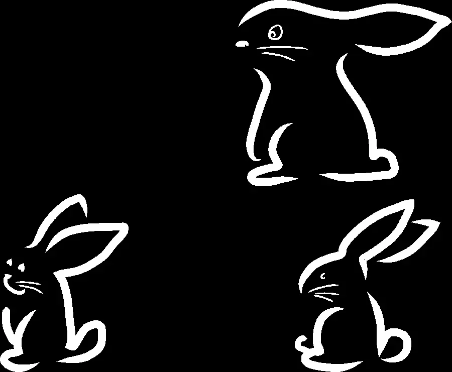 PNG Stock Photo of Simple Colored Rabbit Drawing