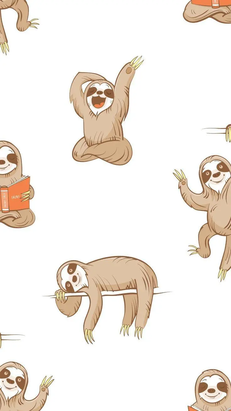 Funny sloth animation image on a white background