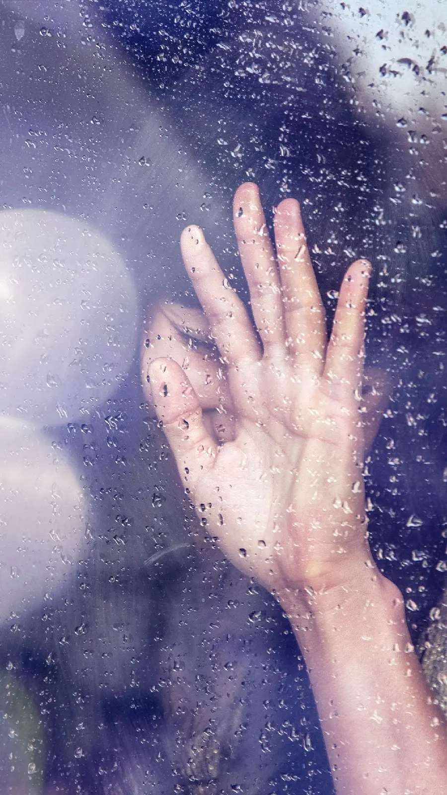 Very beautiful emotional image of rain-stained glass for profile and background