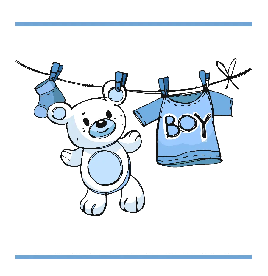 Download Bear Image with Blue and boyish birthday theme in PNG format