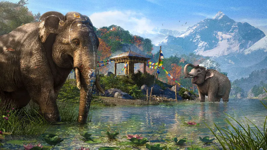 Download a picture of a space from the past and huge elephants, pristine and wild nature