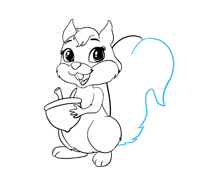 Simple and easy drawing of a little squirrel to draw on its lines