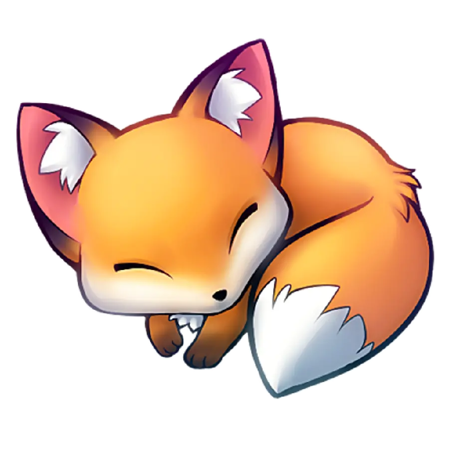 Cute background of a sleepy cartoon fox in PNG format