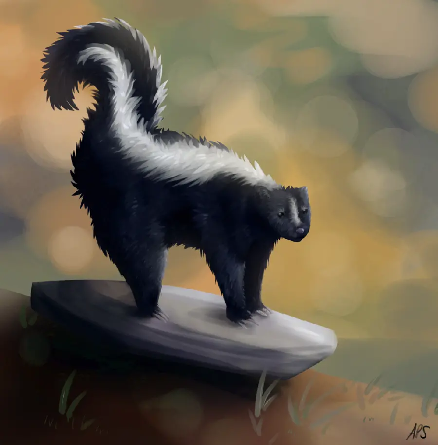 Very cute cartoon photo of a striped weasel 