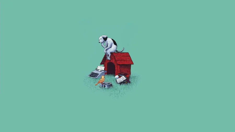 Free download of minimalist dog wallpaper on a green background
