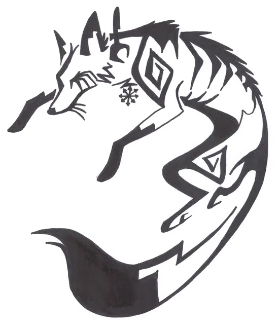 Background in PNG format of black and white fox painting