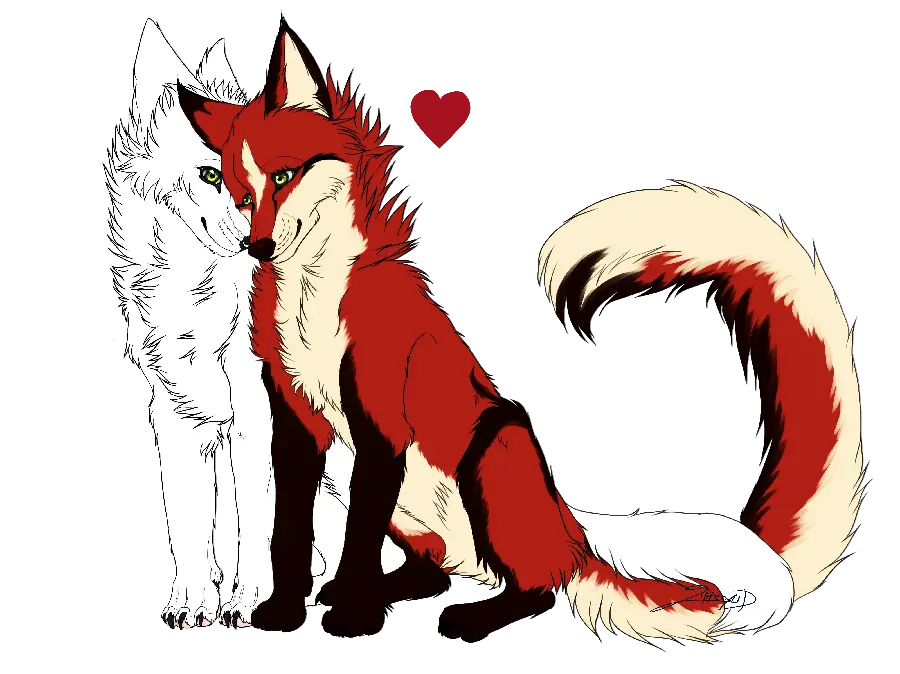 Romantic profile photo of a fox painting for a couple set