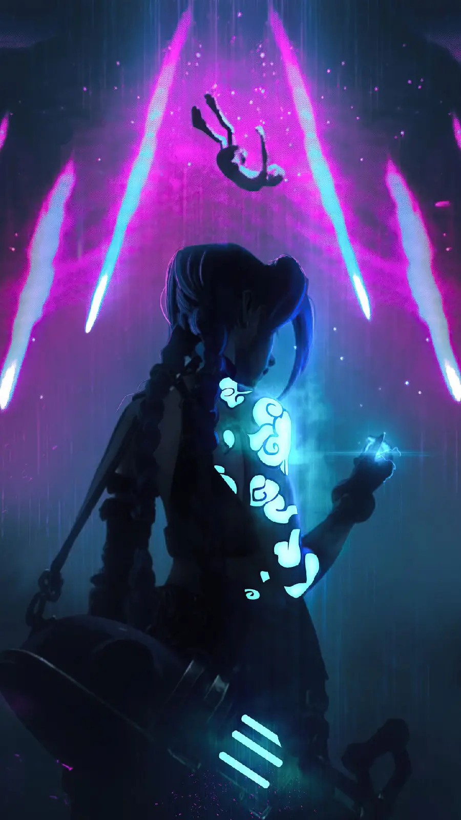Jinx wallpaper with explosive weapon