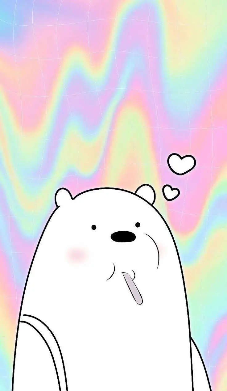 Polar Bear Stock Photo with Rainbow Background
