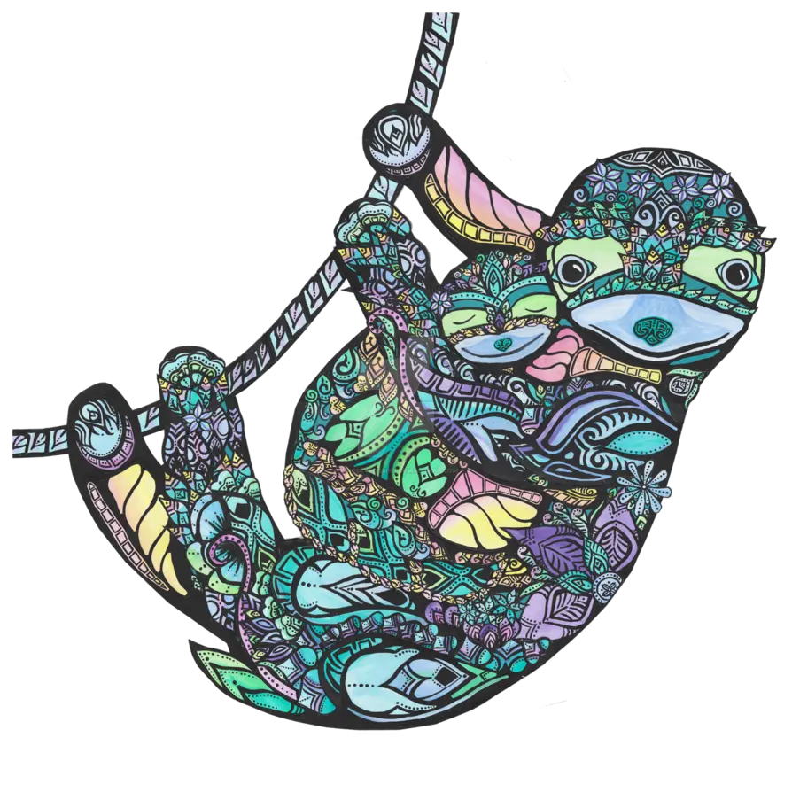 Sloth wallpaper PNG without background for printing on children's clothing