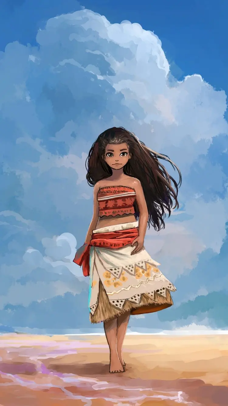Download Moana picture in the form of a painting for iPhone and Samsung mobile phone wallpaper