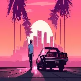 Gaming Background of GTA 6 with Purple Theme for Desktop