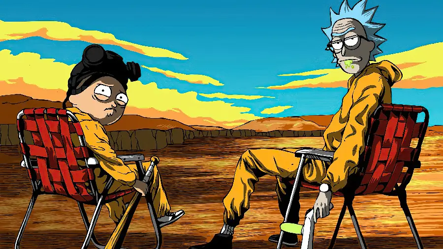 Breaking Bad Themed Rick and Morty Wallpaper for Desktop