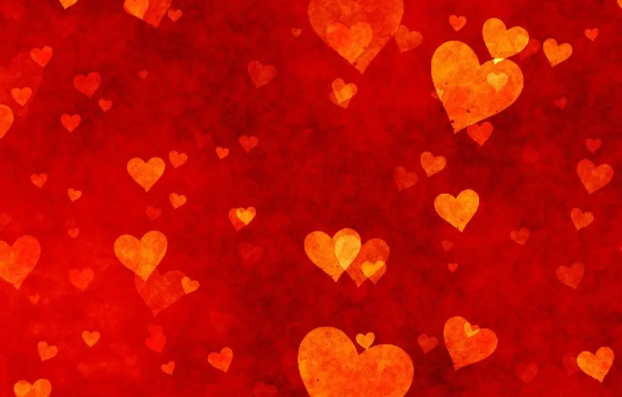 Red Clouds and Orange Hearts Wallpaper - Unique Design