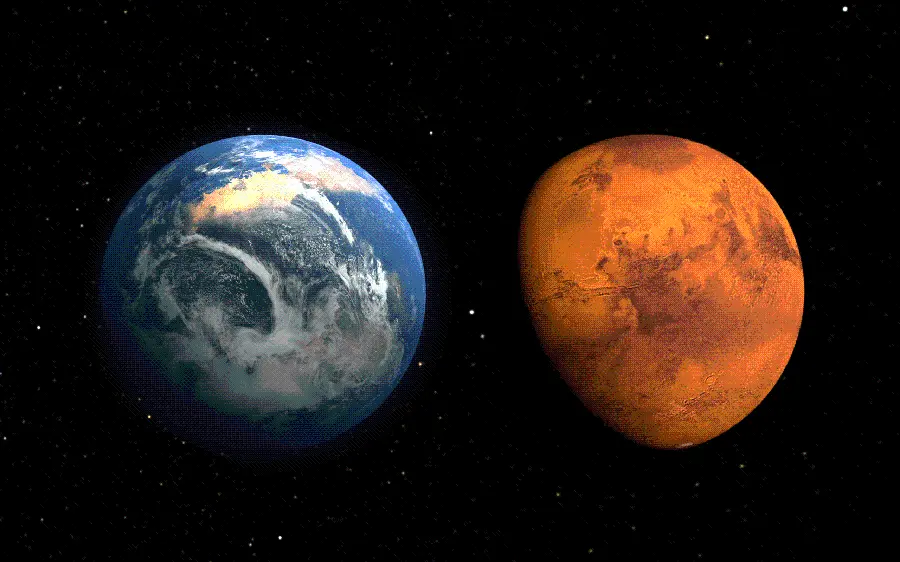 Mars and Earth comparison photo HD