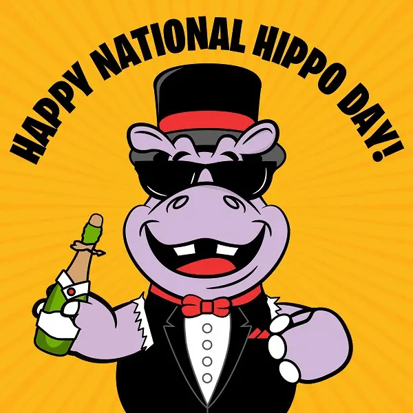 World Hippo Day text image for social media profile