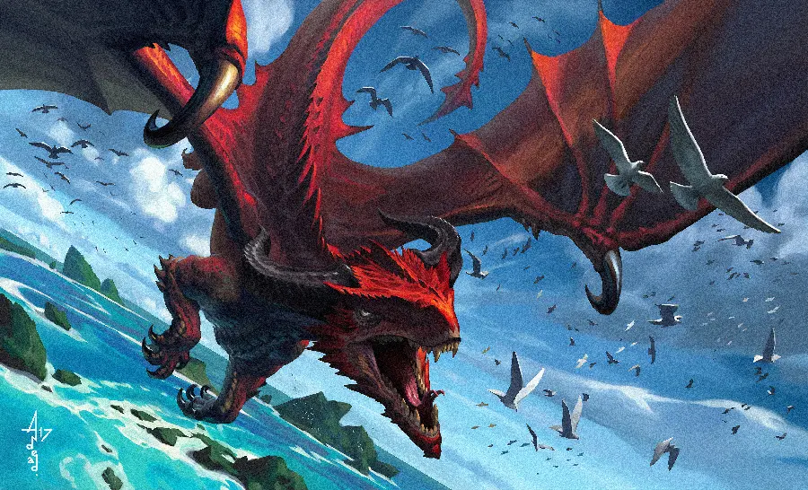 Red evil and terrifying dragon wallpaper in excellent quality