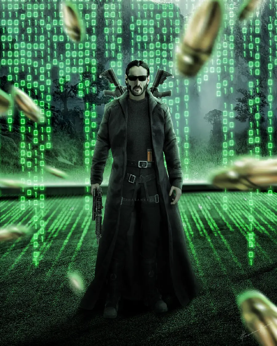 Keanu Reeves with Gun Matrix Wallpaper HD