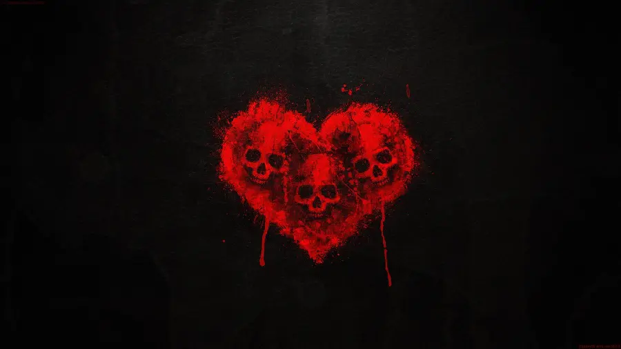 Red Heart with Skull for Edgy Profiles - Dark and Bold