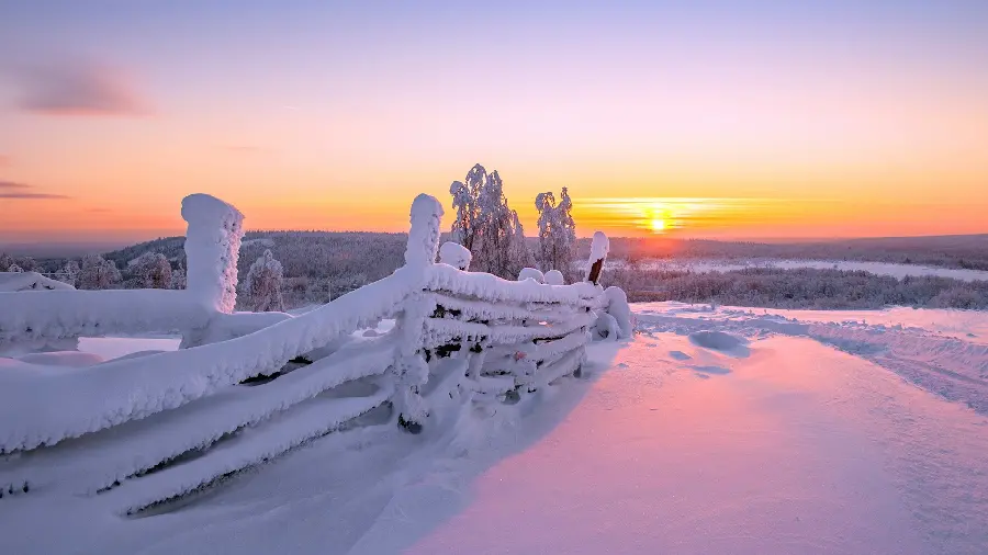 Winter sunset wallpaper in full HD