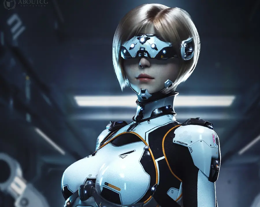 Fantasy image of female cyborg in HD quality