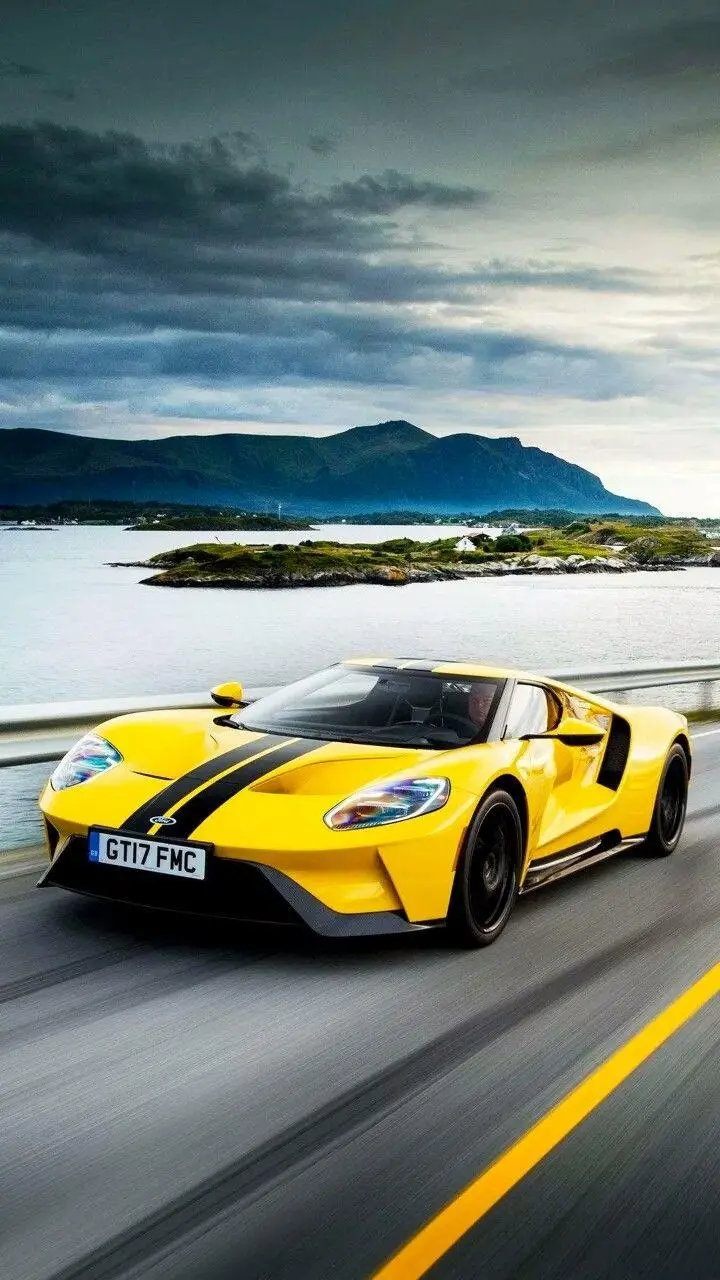 Luxury sporty Ford car with beautiful color phone background