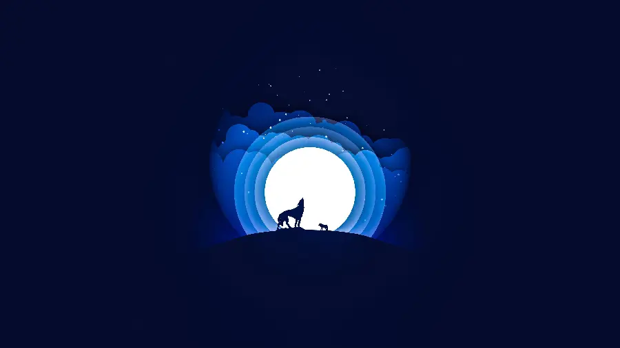 Wolf Howling at Moon Vector Illustration Night Scene