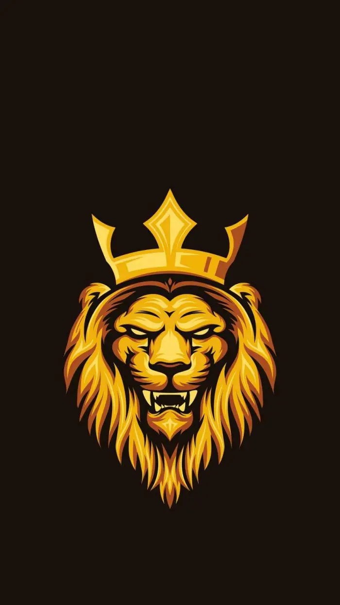 Golden Lion With Crown Profile Photo