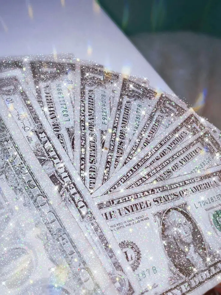 Glowing paper money photo for laugh and get rich day
