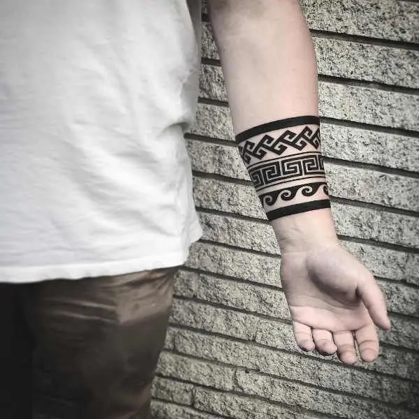 Geometric Forearm Tattoo With Mandala Elements Design