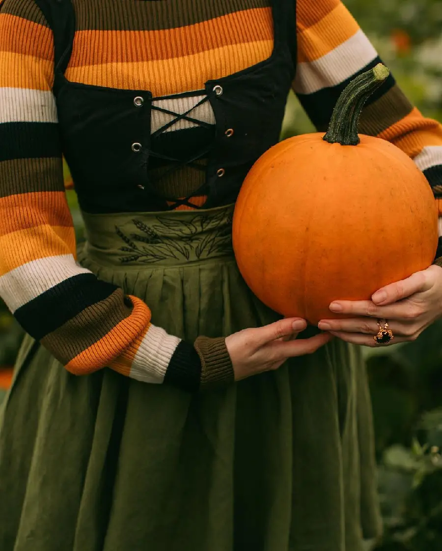 Download fashionable pumpkin photography pose