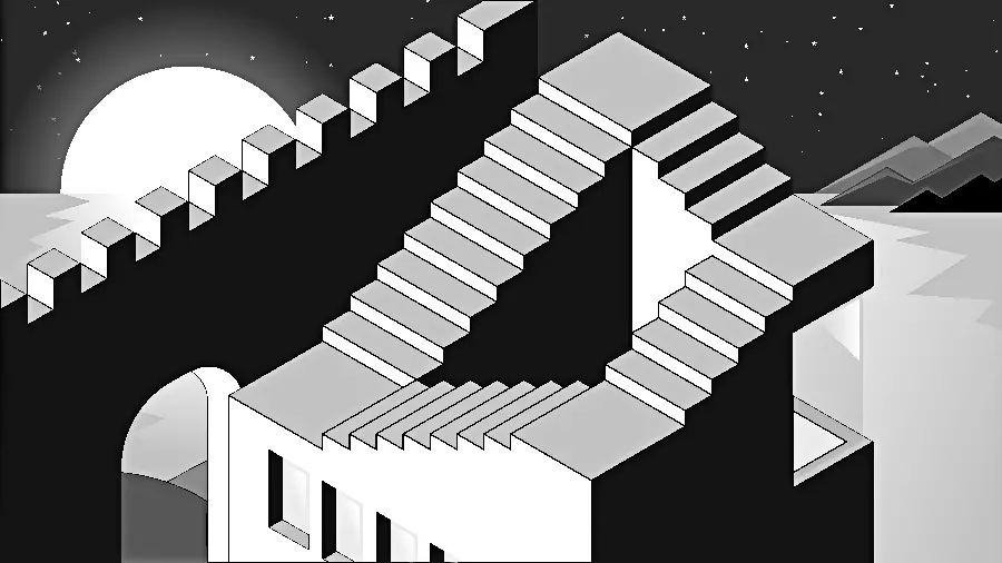 Modern Architecture Vector Illustration Black and White