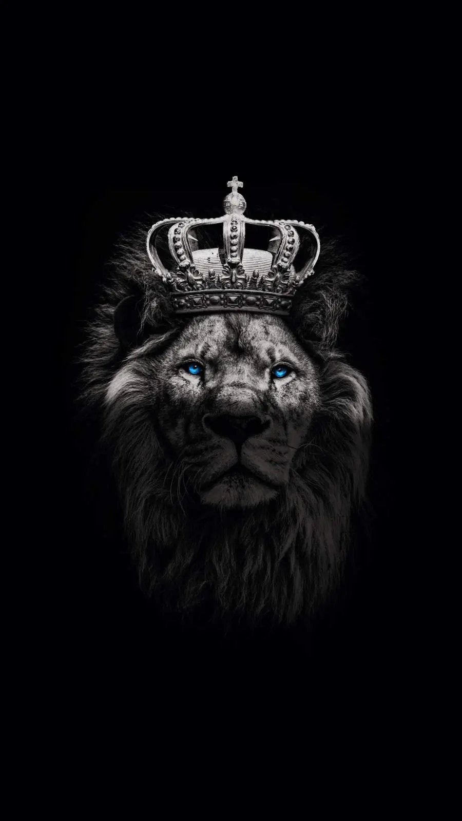 Stunning Blue-Eyed Lion With Crown