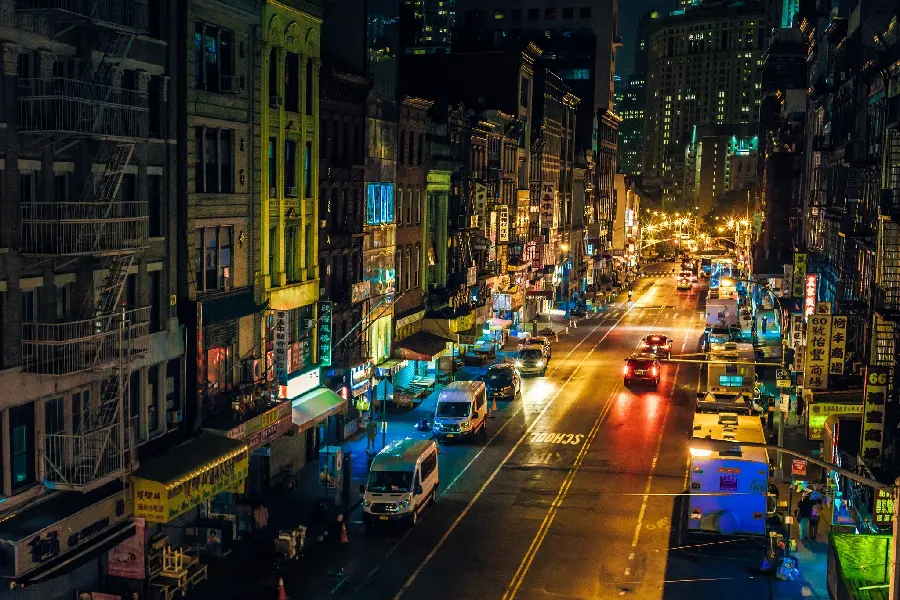 Manhattan Night Street View Wallpaper in High Quality