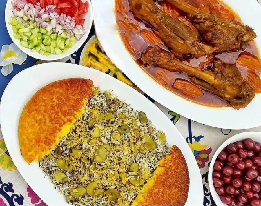 Baghali Polow Persian dill rice with fava beans photo