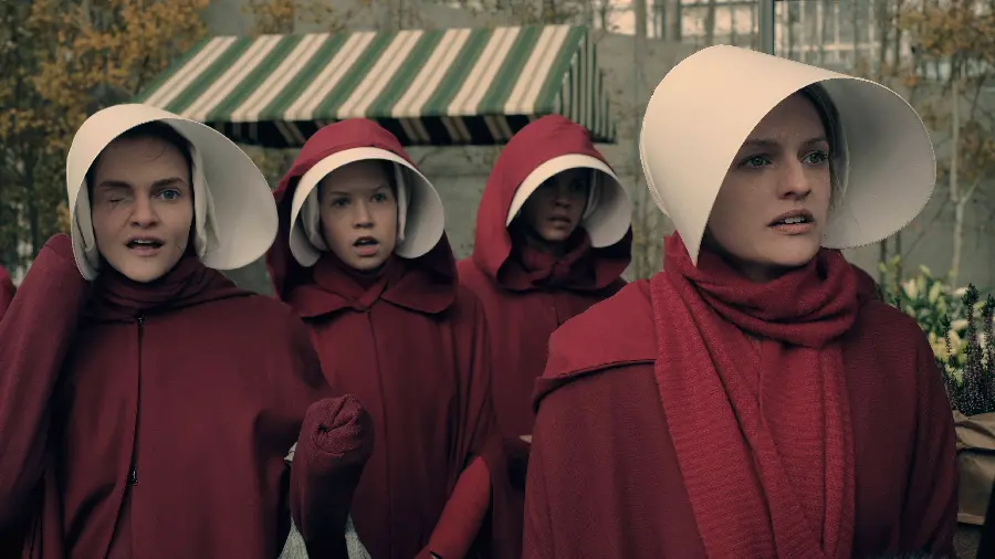 June Osborne and Handmaids in The Handmaids Tale