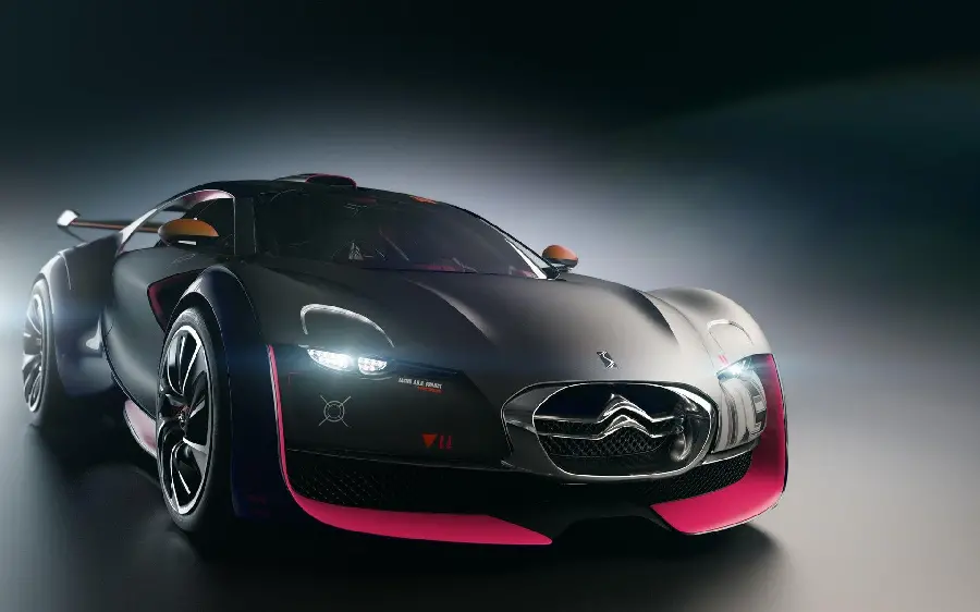 Red black matte Citroen car picture with full HD quality