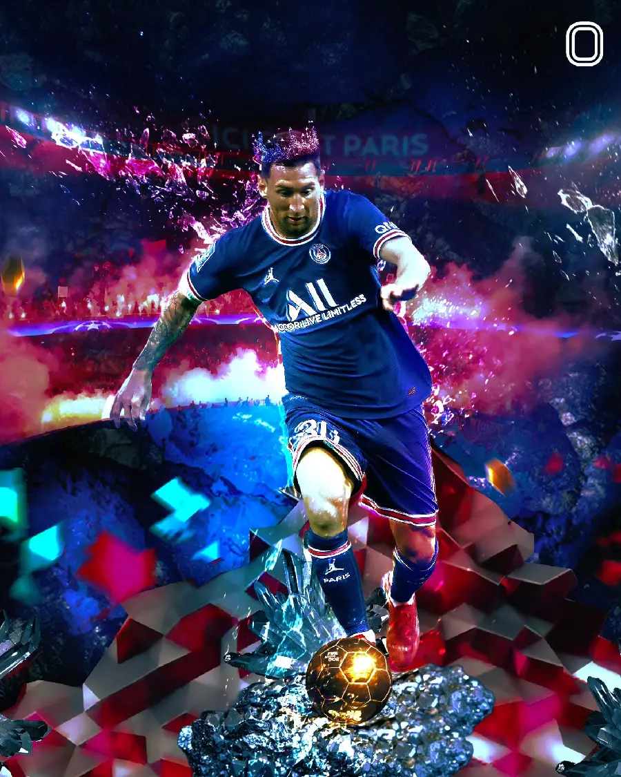 Lionel Messi PSG Profile Picture With Ballon dOr Trophy
