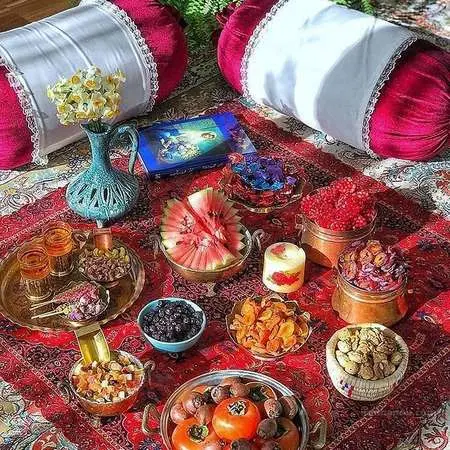 Traditional Yalda Night Sofreh Setup And Decor