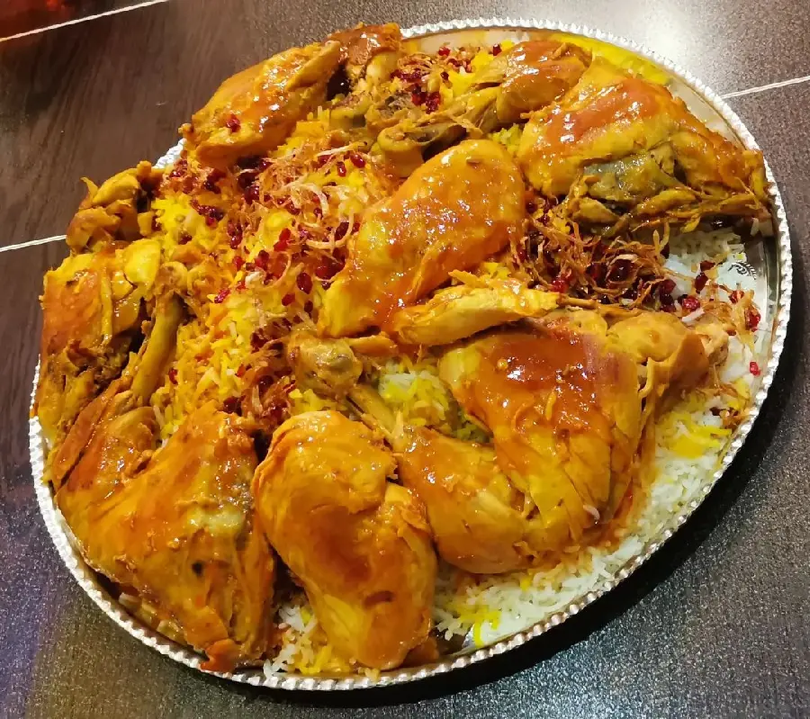 Festive barberry rice with chicken HD quality image