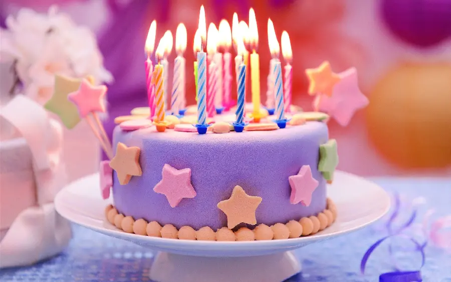 Blue and Star-Themed Girls Birthday Cake Photo