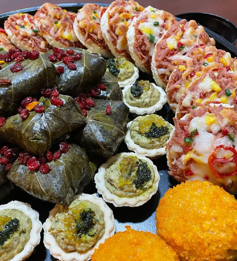 Stuffed Grape Leaves with Beautiful Decoration Photo