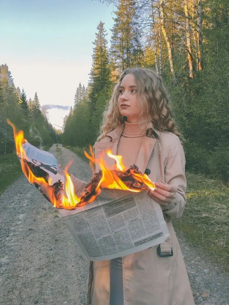 Girly newspaper reading in beautiful nature profile picture