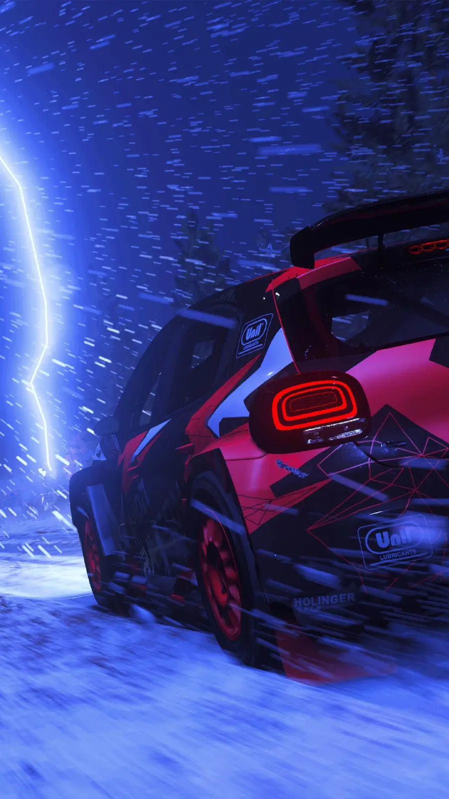 Snow background car wallpaper in 4K for mobile