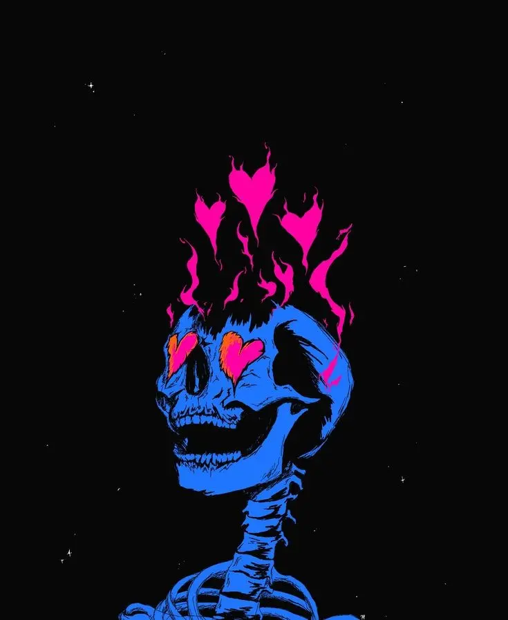 HD Blue Skeleton Photo With Heart Motif For Stickers