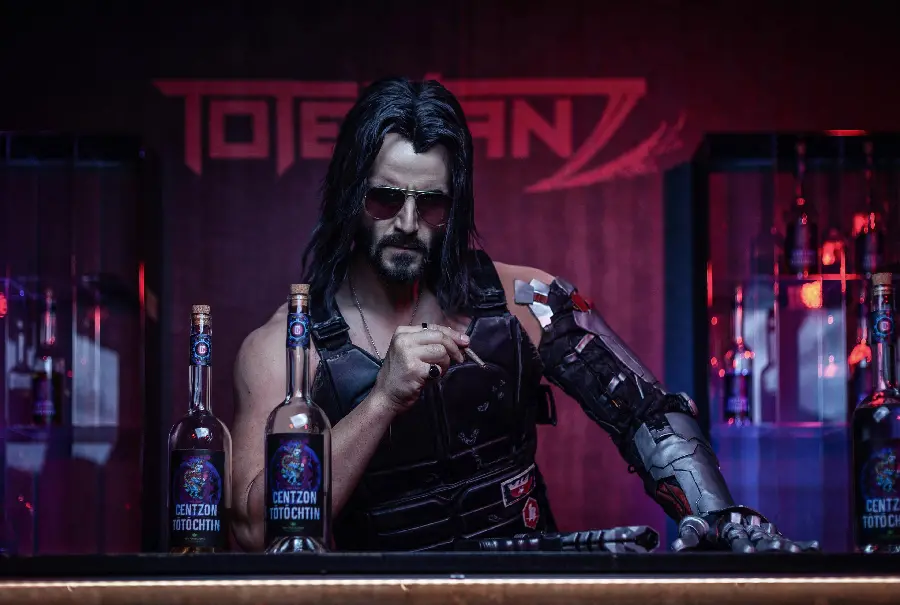 Wallpaper of Keanu Reeves as cyborg in Cyberpunk in high quality
