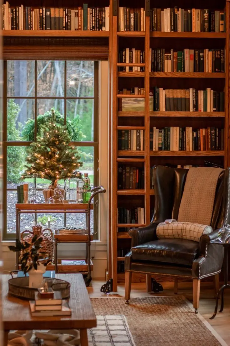 Chic Wooden Library Design